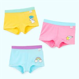 SuperBottoms Bamboo Knit Pack Of 3 Baby Bunny Designed Boy Shorts With Funky Tattoo - Pink Yellow & Blue-image-35
