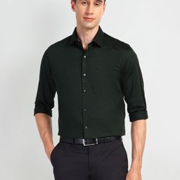 Arrow Men Spread Collar Solid Cotton Slim Fit Formal Shirt-image-75