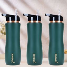 BOROSIL Green & Black 3 Pieces Copper Water Bottle 750ml Each-image-19