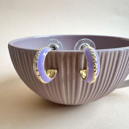 The Jewellery Tale Stainless Steel Gold-Plated Contemporary Enamelled Hoop Earrings-54