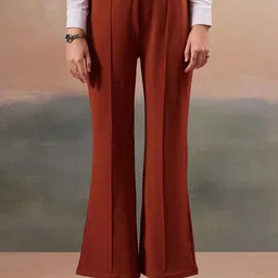 FITHUB Women Loose Fit High-Rise Formal Trousers-picture-49