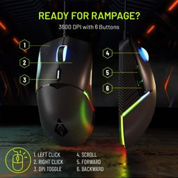 Archer Tech Lab Recurve 100 Ultra Light 69G Wired Gaming Mouse with 3600 Dpi and 6 Buttons,7 Color RGB,Gaming Grade Sensor with Ergonomic Design,Huyu Switches,Compatible with Pc/Mac - Black image 5