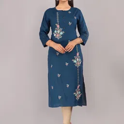Mehsoos Floral Embroidered Cotton Straight Kurta-picture-17