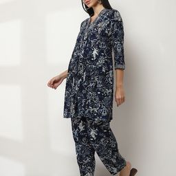 Rangriti Floral Printed V-Neck Tunic With Trousers-image-17