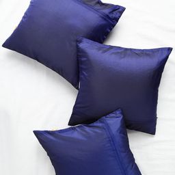 ANS Navy Set of 3 Brocade 16'' x 16'' Square Cushion Covers image 3