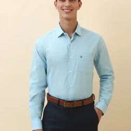 Allen Solly Blue Cotton Slim Fit Texture Shirt-picture-36