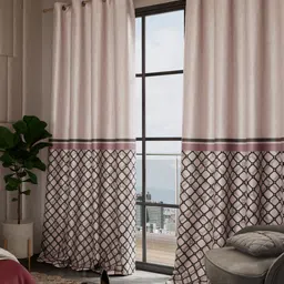 Stoa Paris Versailles Rose & Black Set of 2 Geometric Long Door Curtains-image-45