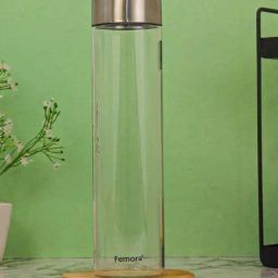 Femora Transprent Borosilicate Glass Water Bottle With Steel Lid (1 L) - Set of 4-14