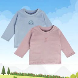 MINIKLUB Kids Blue & Pink Solid Full Sleeves T-Shirt (Pack Of 2)-image-70