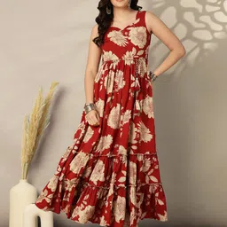 GULMOHAR JAIPUR Floral Print Sweetheart Neck Tiered Fit & Flare Maxi Dress-picture-0
