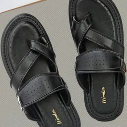 Hirolas Men's Black Cross Strap Sandals-picture-48