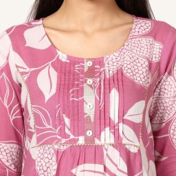 Saffron Threads Pink Cotton Printed A-Line Kurta image 5