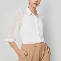 Code by Lifestyle Off White Self Design Top With Inner-picture-12