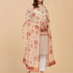 Fabindia Orange & Beige Printed Dupatta-image-73