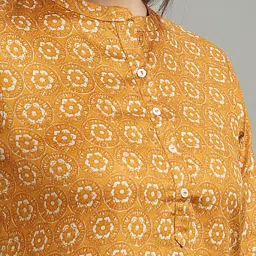 Cotton Culture Mustard Silk Print 3/4th sleeves Kurta image 5