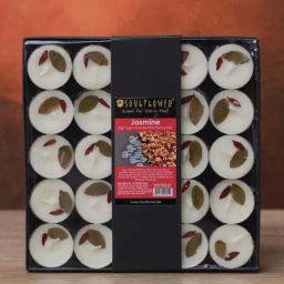 Soulflower Beige Wax Tea-Light Candles (Jasmine) - Set of 25-image-19