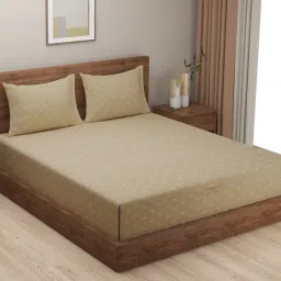 Swayam   Floral Beige & White 240 TC Cotton King Bedsheet with 2 Pillow Covers-picture-14