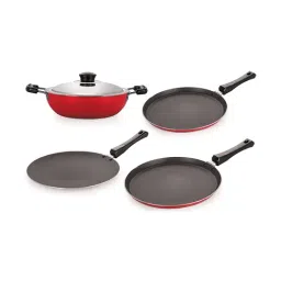 Nirlon Non-Stick Red Aluminium Cookware Utencil Combo Set-16