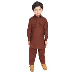 SG Yuvraj Kids Brown Solid Kurta with Pyjama-image-87