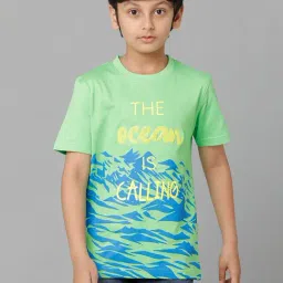 Under Fourteen Only Kids Green Printed T-Shirt-image-49