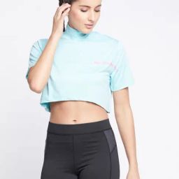 Clovia Blue Printed Sports Crop Top-image-96