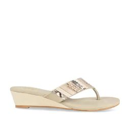 Rocia by Regal Women's Beige Thong Wedges-image-37