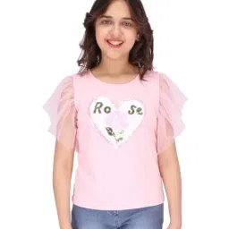 Cutecumber Kids Pink Floral Print Casual Top-image-93