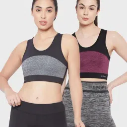 Clovia Multicolor Self Print Sports Bra (Pack of 2)-image-38