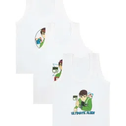 Bodycare White Cotton Printed Vest (Pack of 3)-image-48