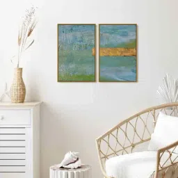 999Store Multicolor Vinyl Wall Painting Panel with Fibre Frame - Set of 2-37