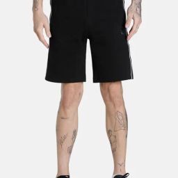 Puma one8 Black Cotton Slim Fit Striped Shorts-image-19