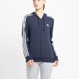 adidas Navy Logo Print W 3S SJ HD TT Hoodie-image-11