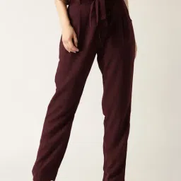 Marie Claire Wine Mid Rise Slim Fit Trousers-image-97