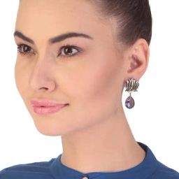 Imli Street Purple & Golden Drop Earrings-10