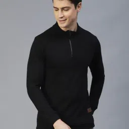 Rigo Black Slim Fit Self Design T-Shirt-image-48