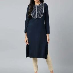 Aurelia Blue Striped Straight Kurta-image-76