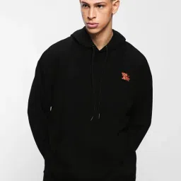 Bewakoof Black Relaxed Fit Hooded Sweatshirt-picture-4