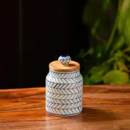 ExclusiveLane Hand-painted Airtight Microwave Safe Ceramic Multi-Utility Storage Jar (470 ml)-image-43