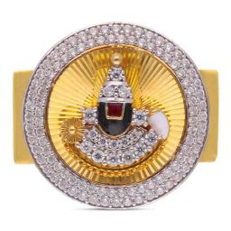 CKC Divine Elegance: Religious Balaji Gold Ring Set with Zircon Stones-12