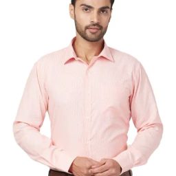 Park Avenue Orange Slim Fit Striped Shirt-image-79