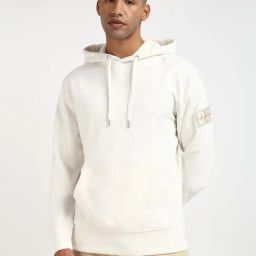 Calvin Klein Off White Regular Fit Hooded Sweatshirt-image-96