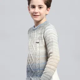 Monte Carlo Boys Multi Colored Wool Blend Self Sweater image 5