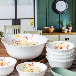 Cello Printed White Opalware 7 Pieces Serving Bowls image 5