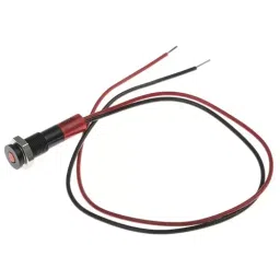 RS PRO Red Panel Mount Indicator 24V DC, Mounting Hole Size 6 mm, Termination Type Lead Wires, IP Rating IP67, Model No 7001873-4