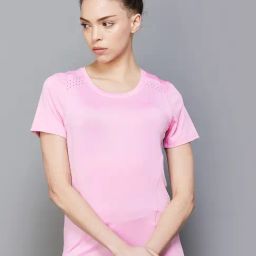 KAPPA Pink Self Pattern Sports T-Shirt-image-51