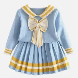 Little Surprise Box Girls Blue Color Block Full Sleeves Clothing Sets-image-43