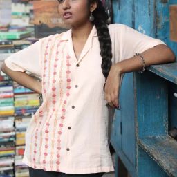 Quirky Bae Pink Cotton Printed Shirt-image-48