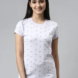Enamor Lilac Cotton Printed T-Shirt-image-97