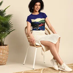 Mast & Harbour Printed Crop T-shirt-picture-42