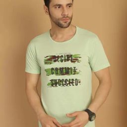 Vimal Jonney Light Green Regular Fit Printed Crew T-Shirt-picture-12